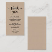 Wedding Dank je wel, Modern Rustic Brown Kraft Informatiekaartje (Voorkant / Achterkant)