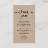 Wedding Dank je wel, Modern Rustic Brown Kraft Informatiekaartje (Voorkant)