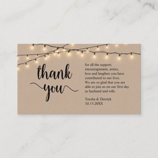 Wedding Dank je wel, Modern Rustic Brown Kraft Informatiekaartje (Voorkant)