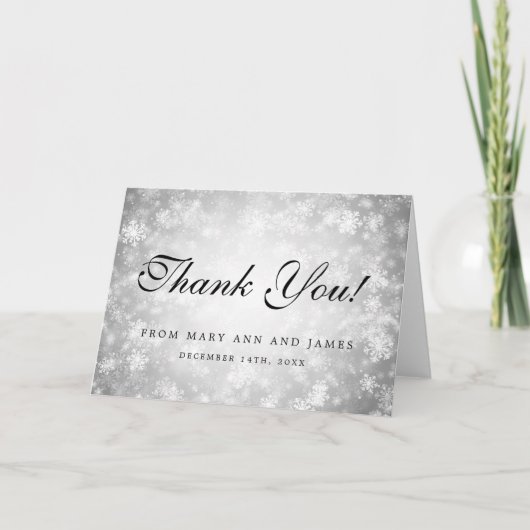 Wedding "Dank u" Silver Winter Wonderland Bedankkaart (Voorkant)