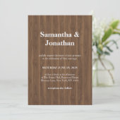 Wedding dark wood simple kaart (Staand voorkant)