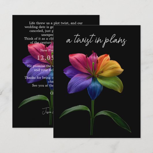 Wedding Date CHANGE Enclosure Card Informatiekaartje (Voorkant / Achterkant)