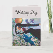Wedding Day Couple in Love Whimsical Art Kaart (Voorkant)