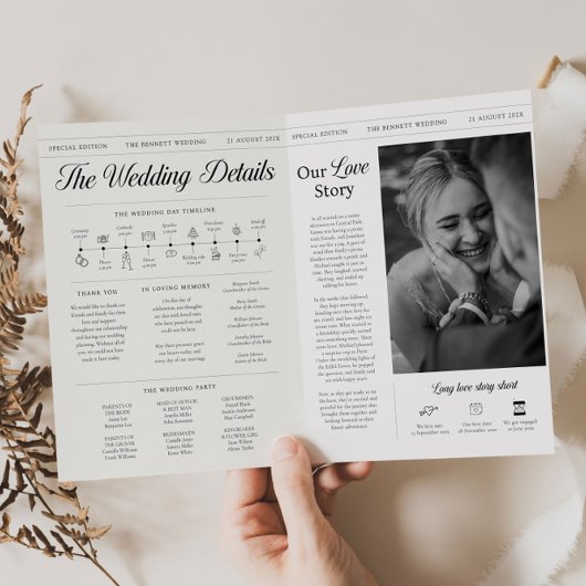 Wedding Day Custom Krant Programma Boekje