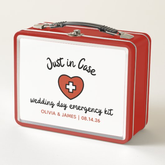 Wedding Day Emergency Survival Kit Rode Tin Box (Voorkant)