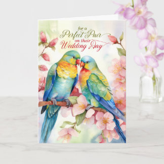 Wedding Day Pair of Love Bird Parrots Kaart