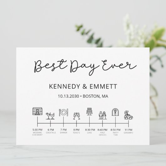 Wedding Day Timeline Program Programmakaart (Staand voorkant)