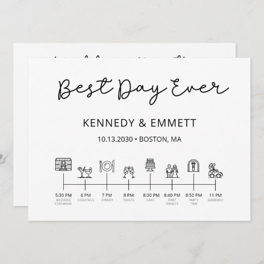 Wedding Day Timeline Program Programmakaart (Voorkant / Achterkant)