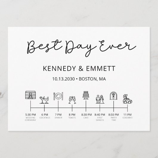 Wedding Day Timeline Program Programmakaart (Voorkant)