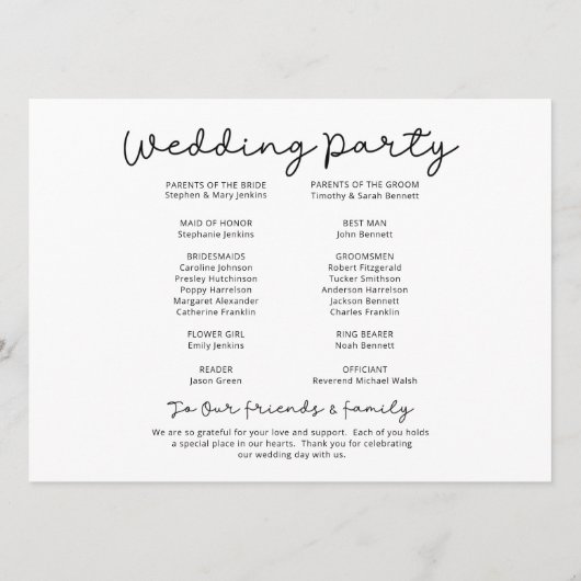 Wedding Day Timeline Program Programmakaart (Achterkant)