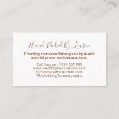 Wedding Decoration Hire Visitekaartje (Achterkant)