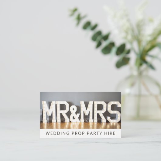 Wedding Decorting Party Prop Event Hire Visitekaartje (Staand voorkant)