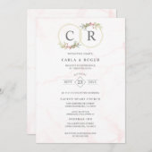 Wedding Delicate Romantic Flower Garland Pastel Kaart (Voorkant / Achterkant)