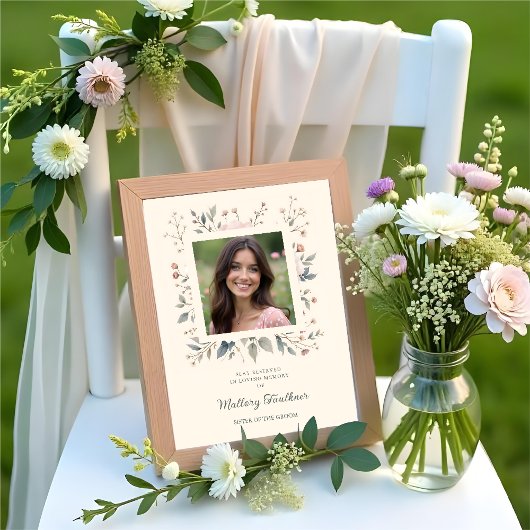 Wedding Delicate Soft Pastel Floral Frame Photo Poster
