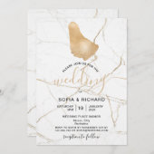 Wedding Destination Barbados Tropical Gold Map IV Kaart (Voorkant / Achterkant)