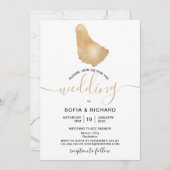 Wedding Destination Barbados Tropical Gold Map Kaart (Voorkant / Achterkant)