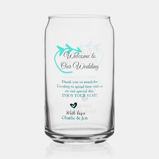 Wedding Destination Celebration welkom reizen Blikvorm Glas (Voorkant)