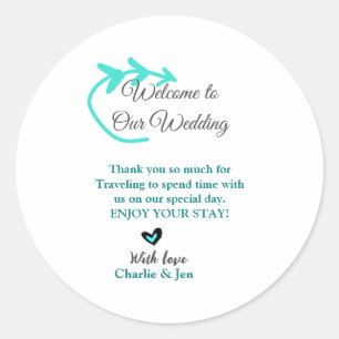 Wedding Destination Celebration welkom reizen Ronde Sticker