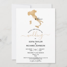 Wedding Destination Italy Gold Movable Heart Kaart