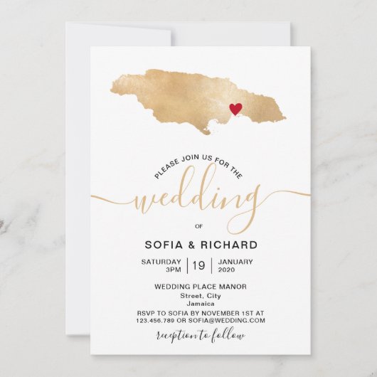 Wedding Destination Jamaica Moveable Heart Kaart (Voorkant)