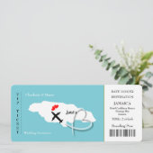 Wedding Destination Jamaica Ticket Pass Photo Kaart (Staand voorkant)