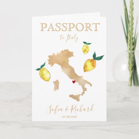 Wedding Destination Passport Gold Capri Italië (Voorkant)