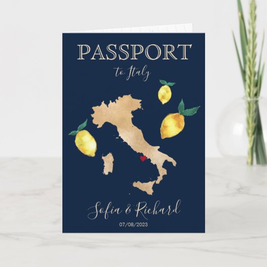 Wedding Destination Passport Gold Capri Italië (Voorkant)