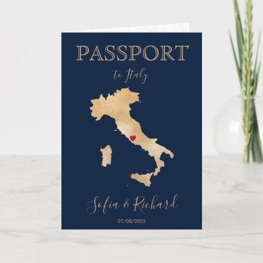 Wedding Destination Passport Gold Map Italië (Voorkant)