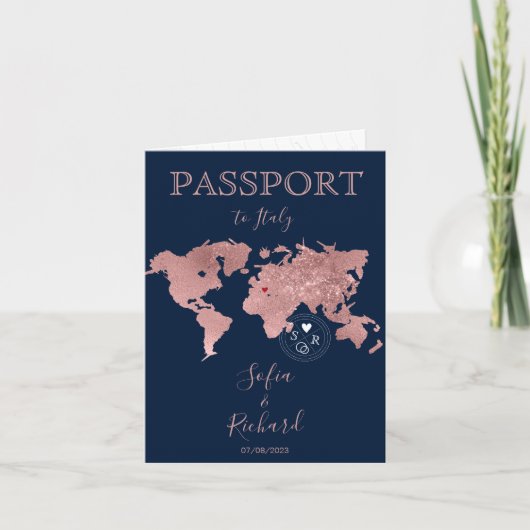 Wedding Destination Passport Gold Weltkarte (Voorkant)