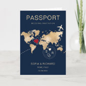 Wedding Destination Passport Gold Wereldkaart Plan (Voorkant)
