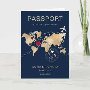 Wedding Destination Passport Gold Wereldkaart Plan