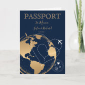 Wedding Destination Passport Gold Wereldkaart Plan (Voorkant)