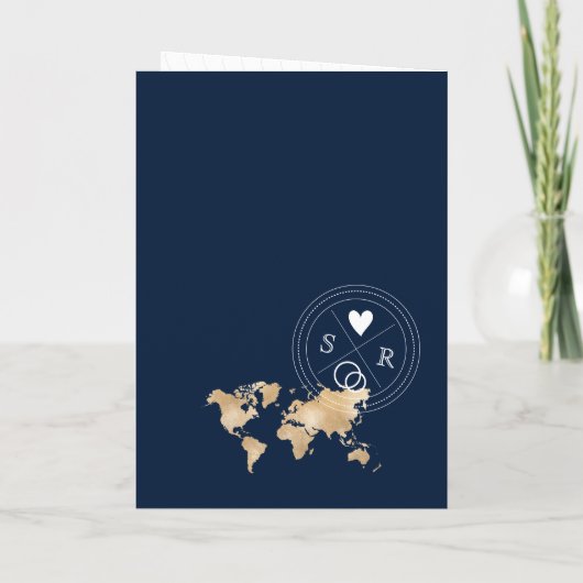 Wedding Destination Passport Gold Wereldkaart Plan (Achterkant)