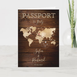 Wedding Destination Passport Gold Wereldkaart Rust