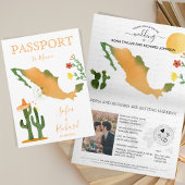 Wedding Destination Passport Mexico Map Waterverf
