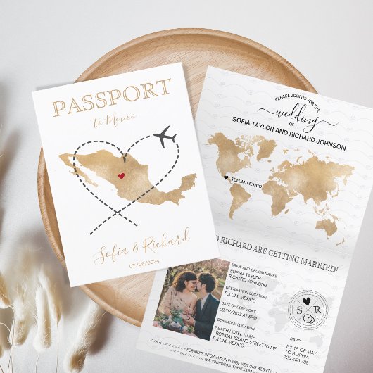 Wedding Destination Passport Mexico-Wereldkaart