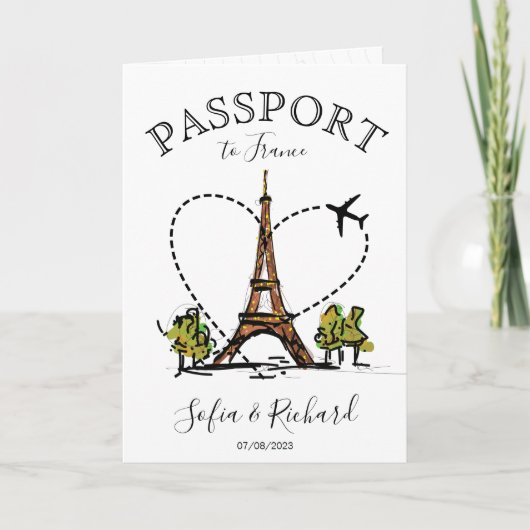 Wedding Destination Passport Paris France Eiffel (Voorkant)
