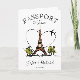 Wedding Destination Passport Paris France Eiffel