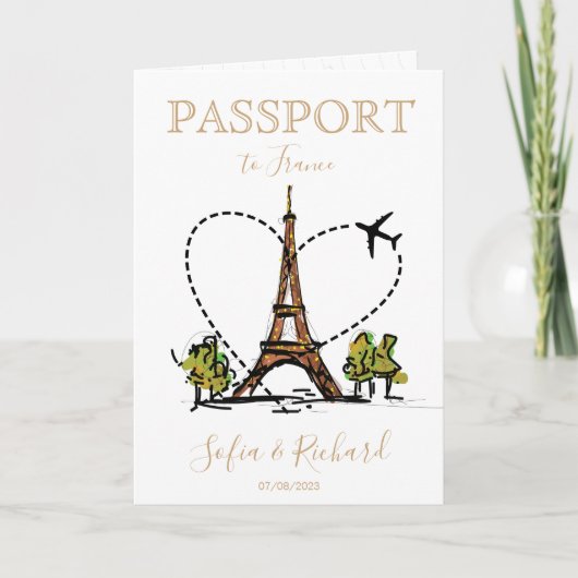 Wedding Destination Passport Paris France Eiffel (Voorkant)