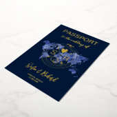 Wedding Destination Passport Wereldkaart Gold Folie Uitnodiging (Gedraaid)