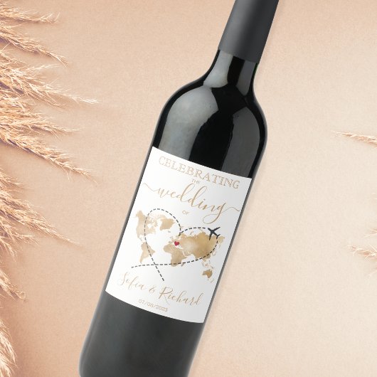 Wedding Destination Passport Wereldkaart Italy Hea Wijn Etiket