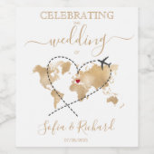 Wedding Destination Passport Wereldkaart Italy Hea Wijn Etiket (Enkel label)