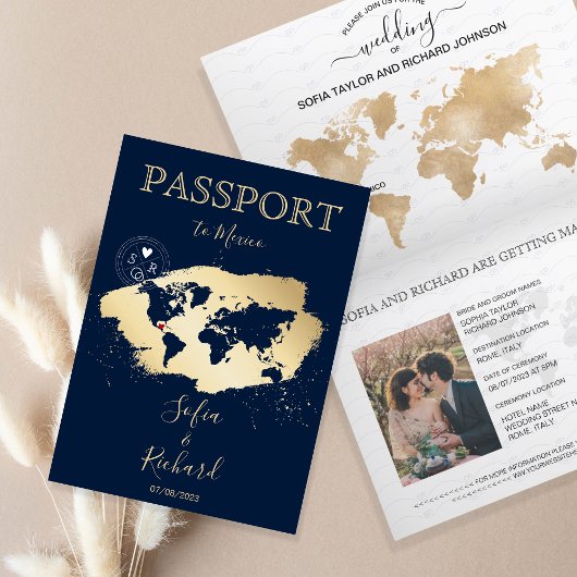 Wedding Destination Passport Wereldkaart Mexico In
