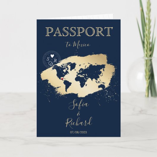 Wedding Destination Passport Wereldkaart Mexico In (Voorkant)