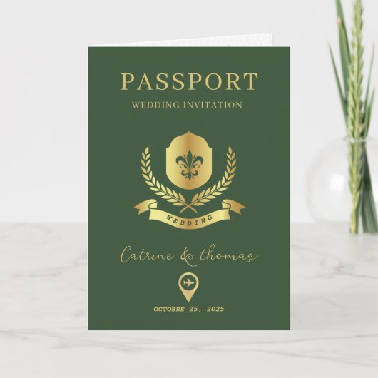 Wedding Destination Passport Wereldkaart Uitnodigi (Voorkant)