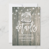 Wedding Detail Rustic Wood Mason Jars String Light Kaart (Voorkant)