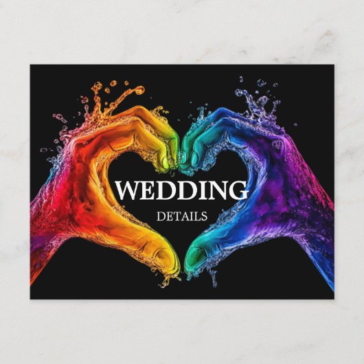 🌈❤️Wedding DETAILS Hart van de Trots bruiloft Informatiekaartje (Voorkant)
