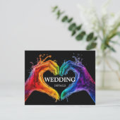 🌈❤️Wedding DETAILS Hart van de Trots bruiloft Informatiekaartje (Staand voorkant)