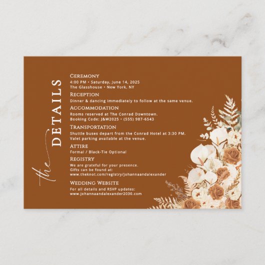 Wedding Details Insert Card | Modern Minimalist Informatiekaartje (Voorkant)