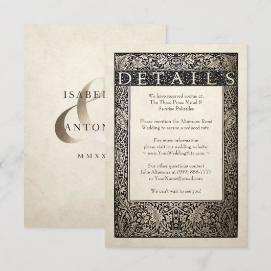 Wedding Details Kaart | Champagne Ivy Collectie (Voorkant / Achterkant)